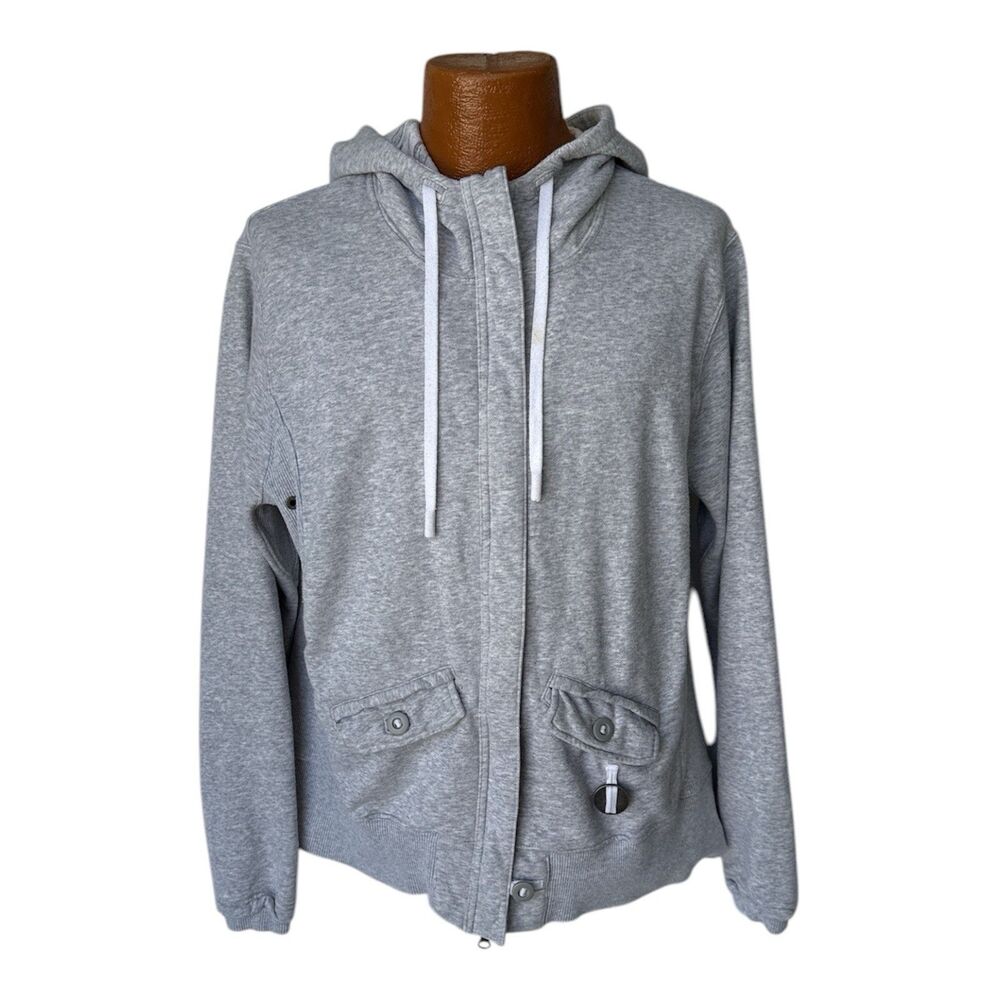 Vintage Nike Orange Swoosh Full Zip Hoodie SZ XL Gray‎ Rainbow Shoe Charm Rare